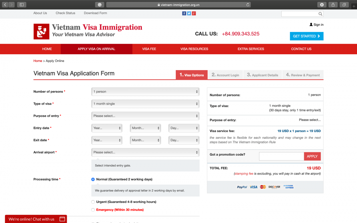 Website der Einwanderungsabteilung von Vietnam visa vietnam